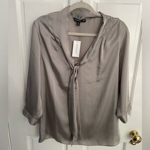 Banana Republic Women's Brown/Gray Blouse with Tie Detail